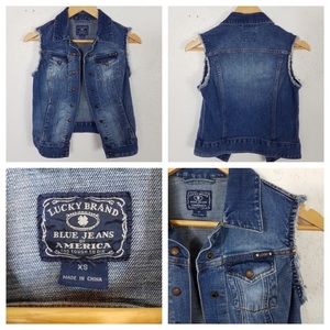 Lucky Brand Denim Vest, Sabrina Blue Fade Wash XS